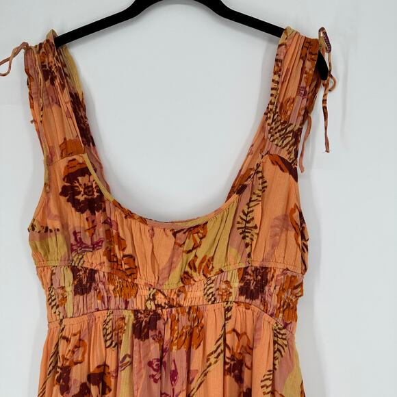 Free People Vernon Mini Dress Sleeveless Tie Shoulder Floral Pockets New Medium - Picture 9 of 14